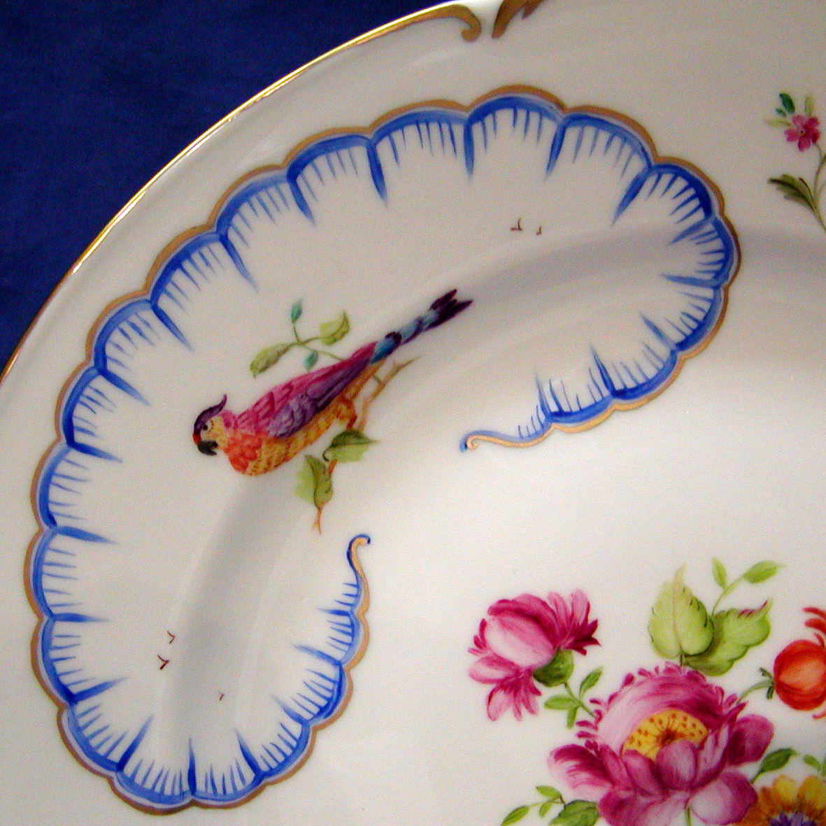 Sevres birds and flowers on a plate