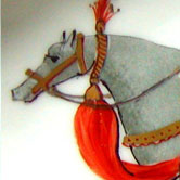 Oval scalloped tray with horse Hermes style