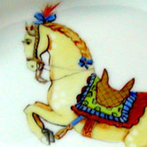 Oval scalloped tray with horse Hermes style